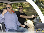 Путин В.В. и Медведев Д.А. в электромобиле GEM e4
